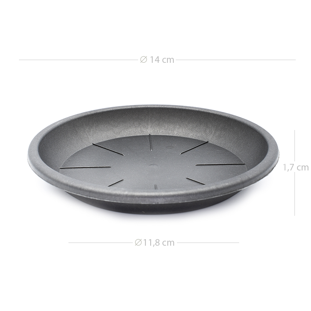 Plato maceta 14 cm Negro