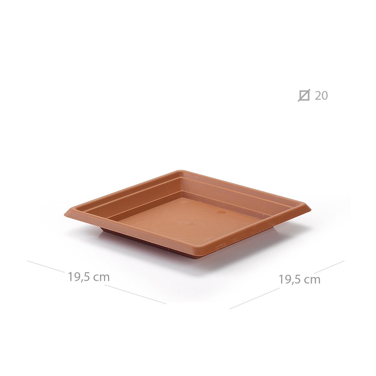 Plato maceta cuadrado 20 cm Marron