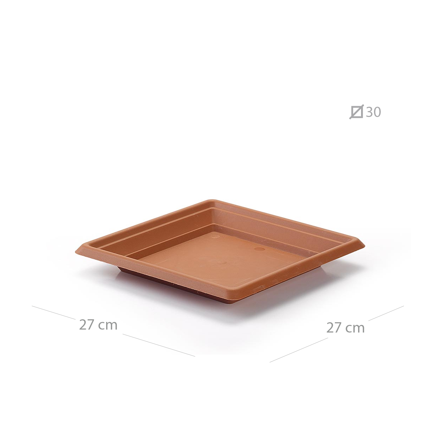 Plato maceta cuadrado 30 cm Marron