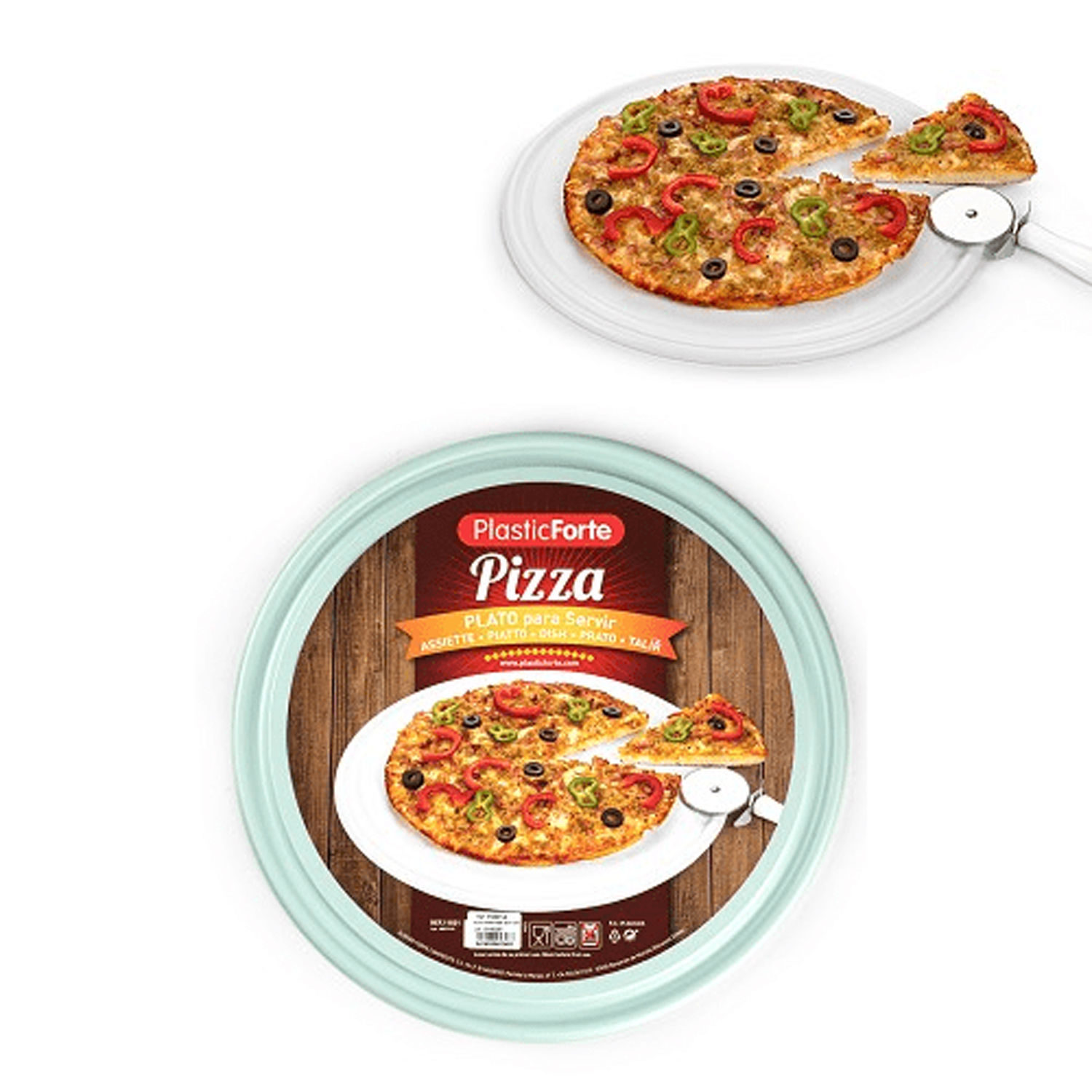 Plato para pizza plastico 35 cm Verde claro