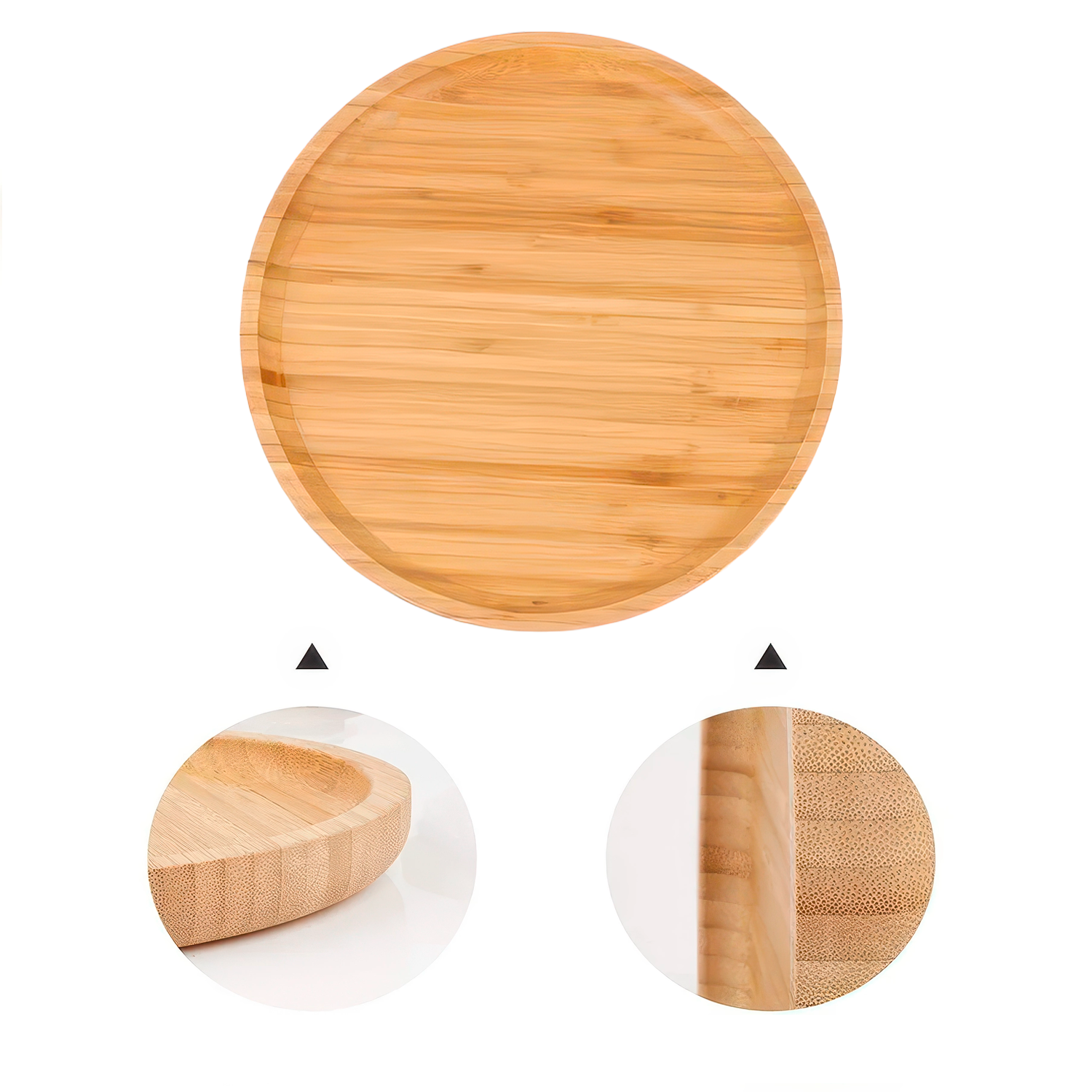 Plato Redondo Madera De Bambu 20 Cm  Marron