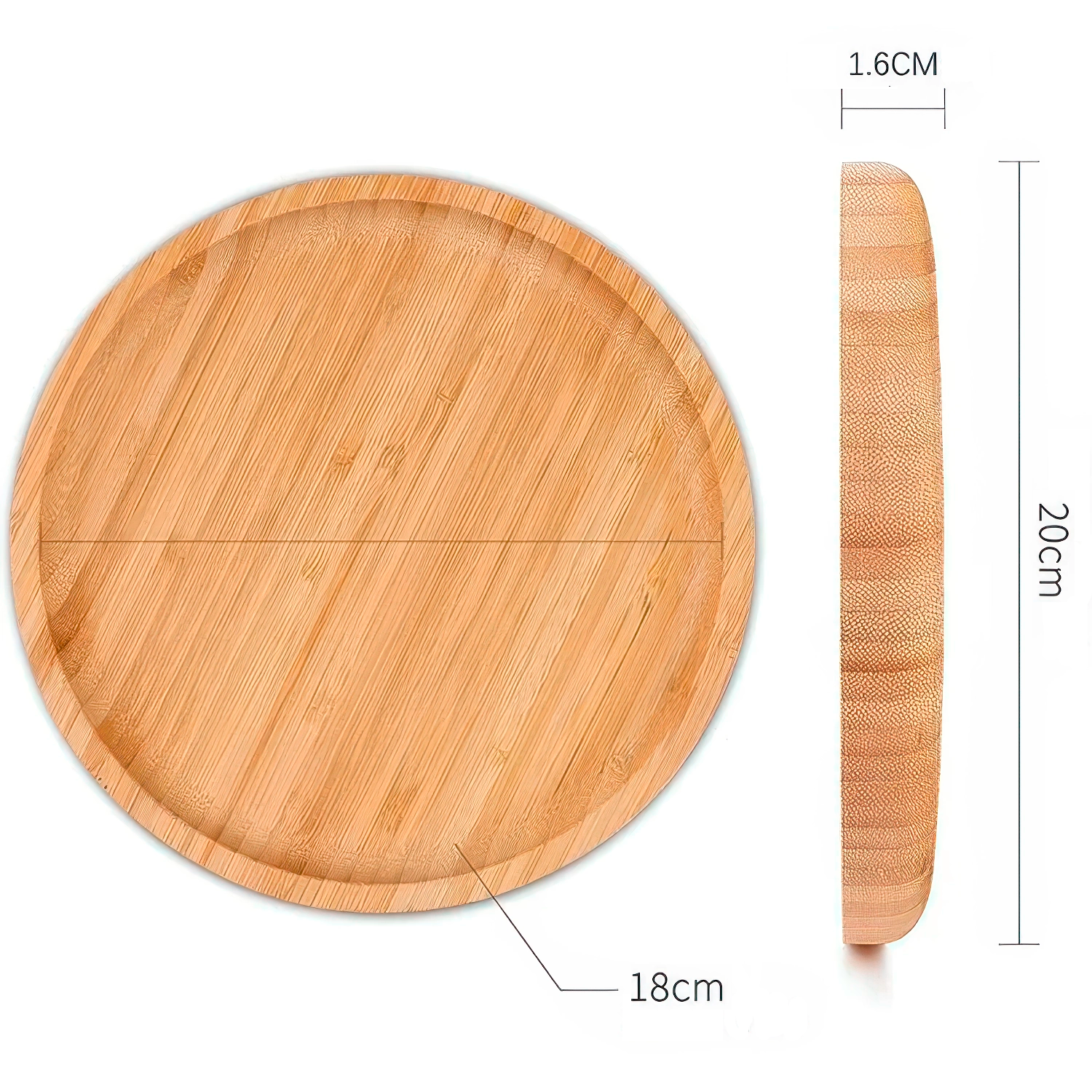 Plato Redondo Madera De Bambu 20 Cm  Marron