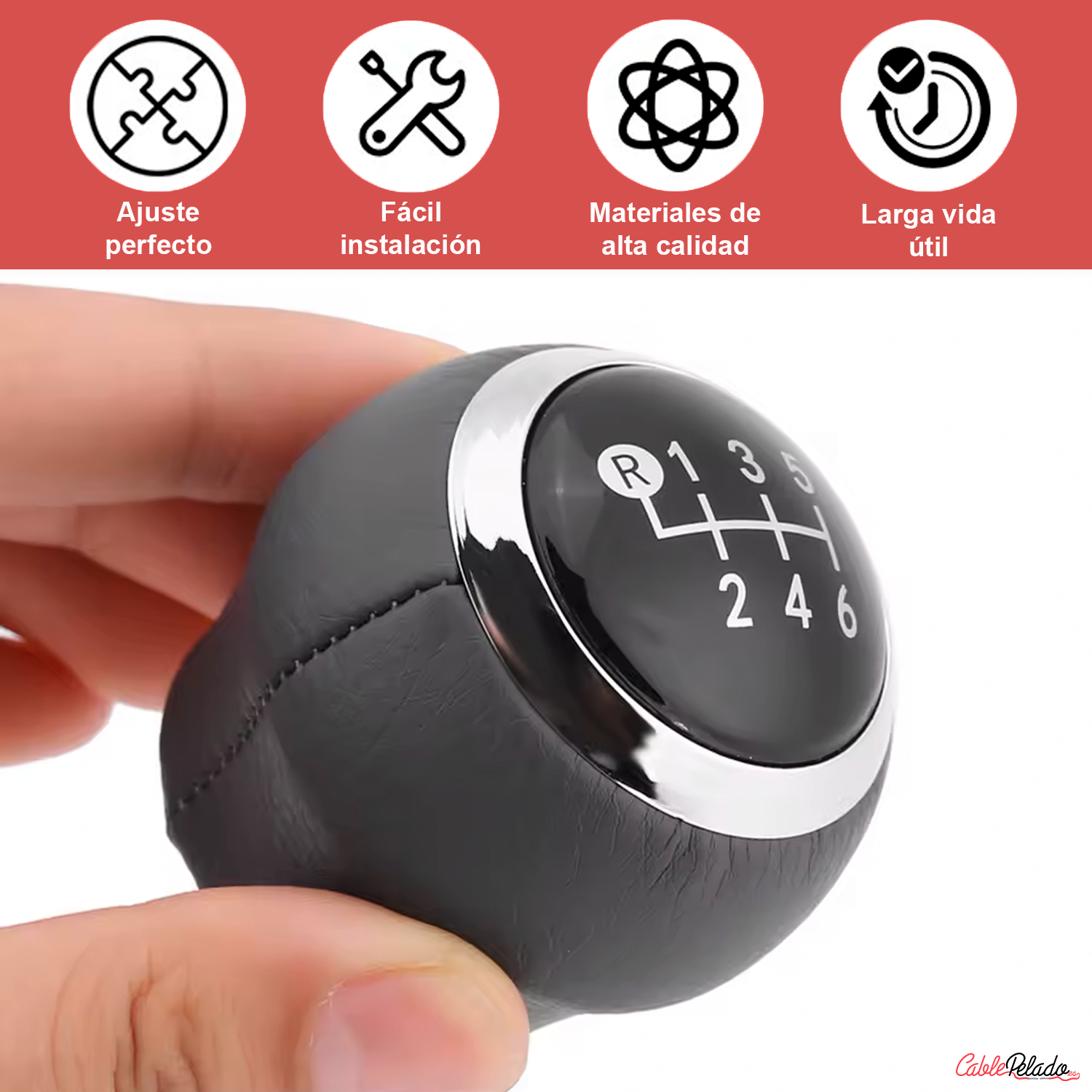 Pomo De 6 Cambios Marcha Coche Compatible Con Toyota  Negro
