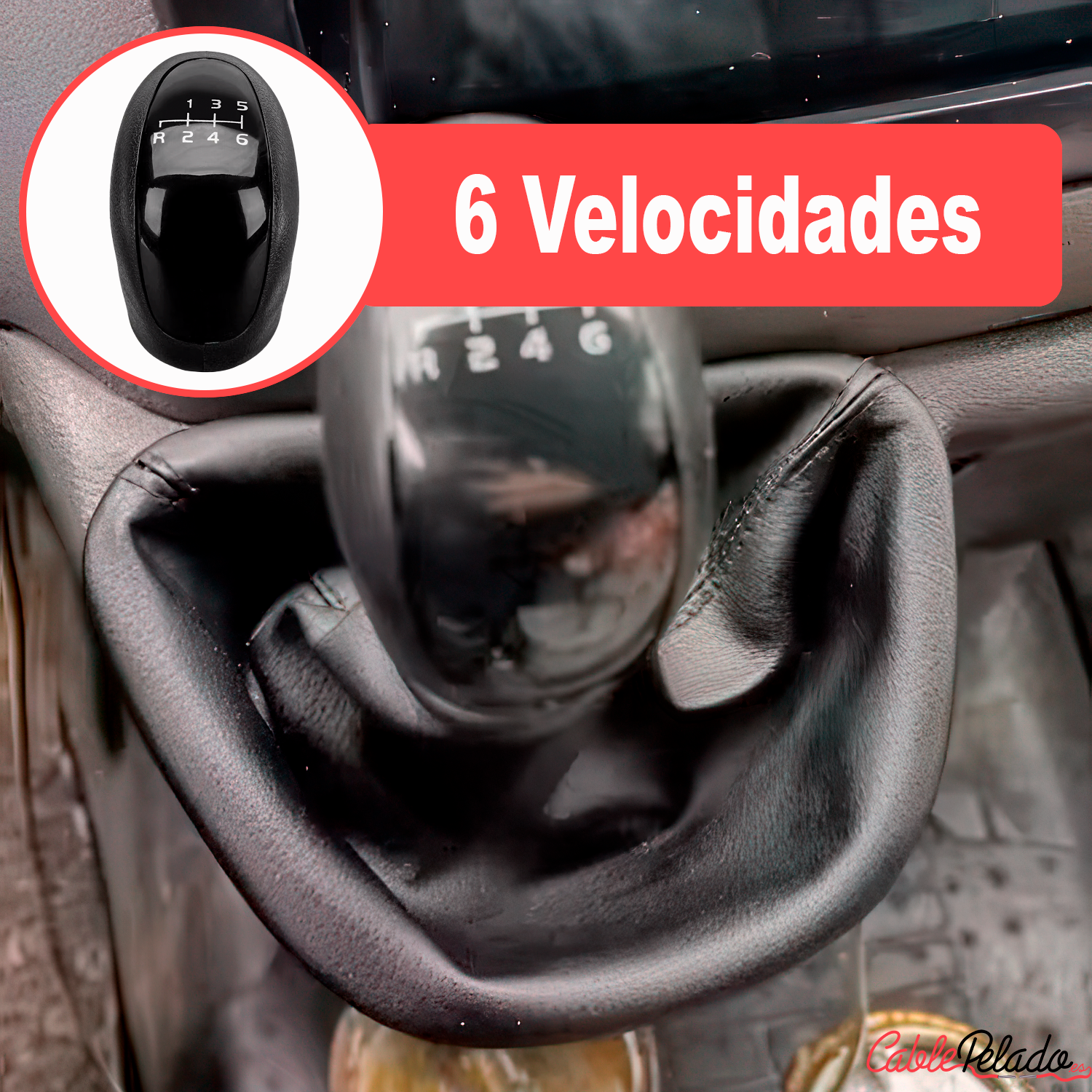 Pomo Perilla De 6 Cambios Marcha Furgoneta Compatible Con Mercedes 959944  Negro