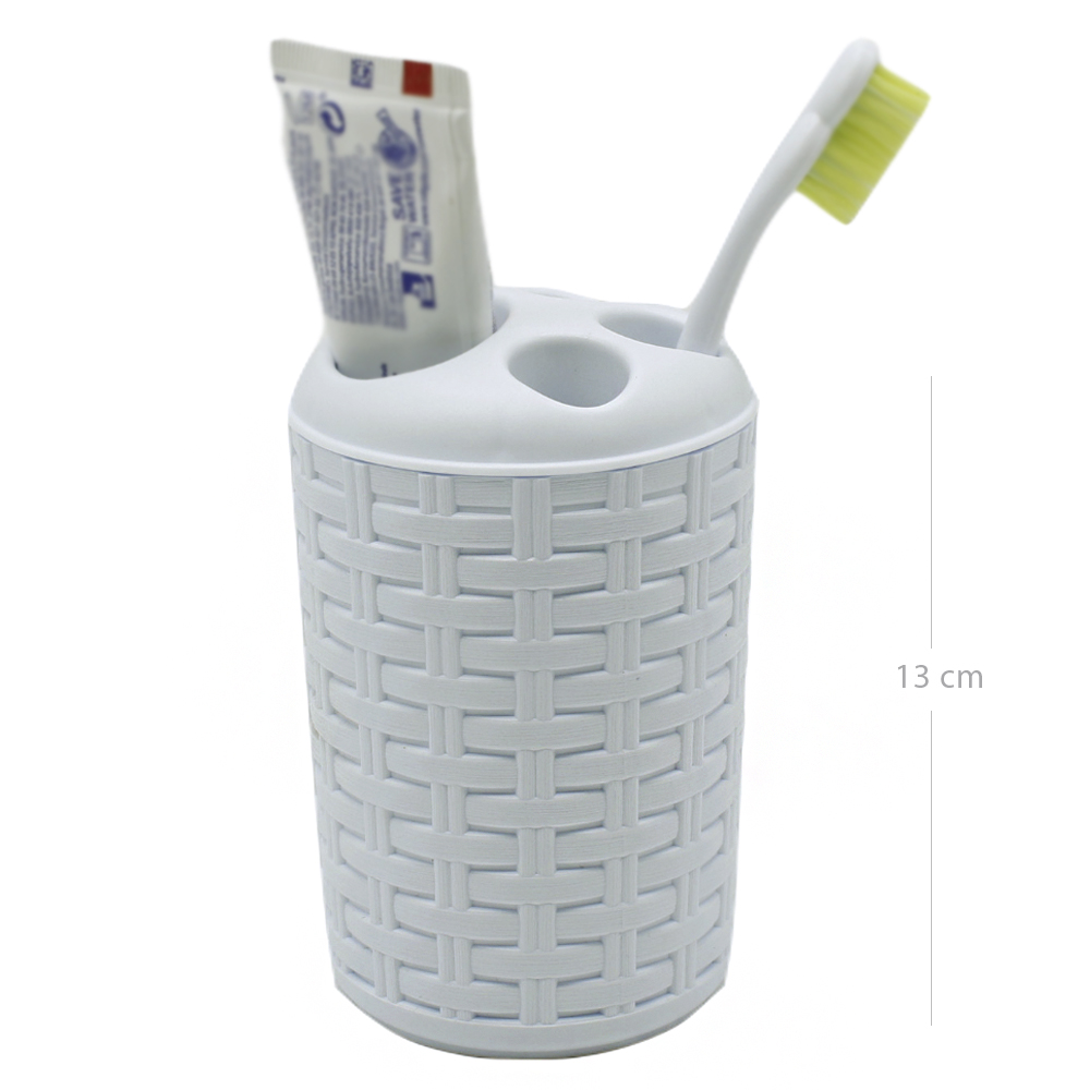 Portacepillos baño Rattan 300 ml Blanco