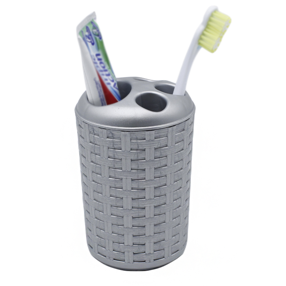 Portacepillos baño Rattan 300 ml Gris