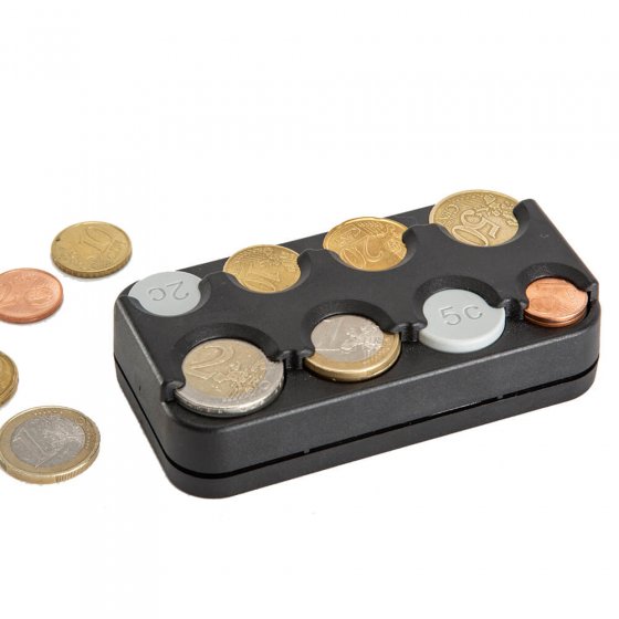 Portamonedas Compacto con clasificador de 8 monedas  Negro
