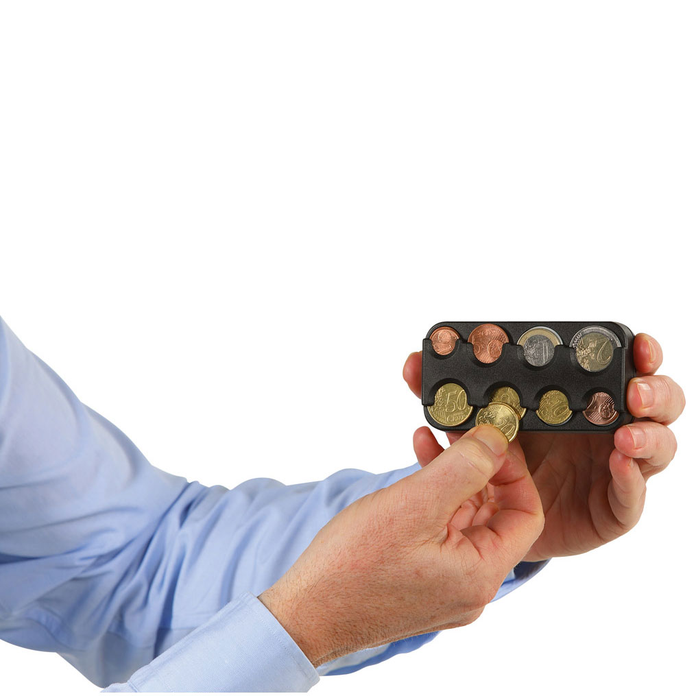 Portamonedas Compacto con clasificador de 8 monedas  Negro