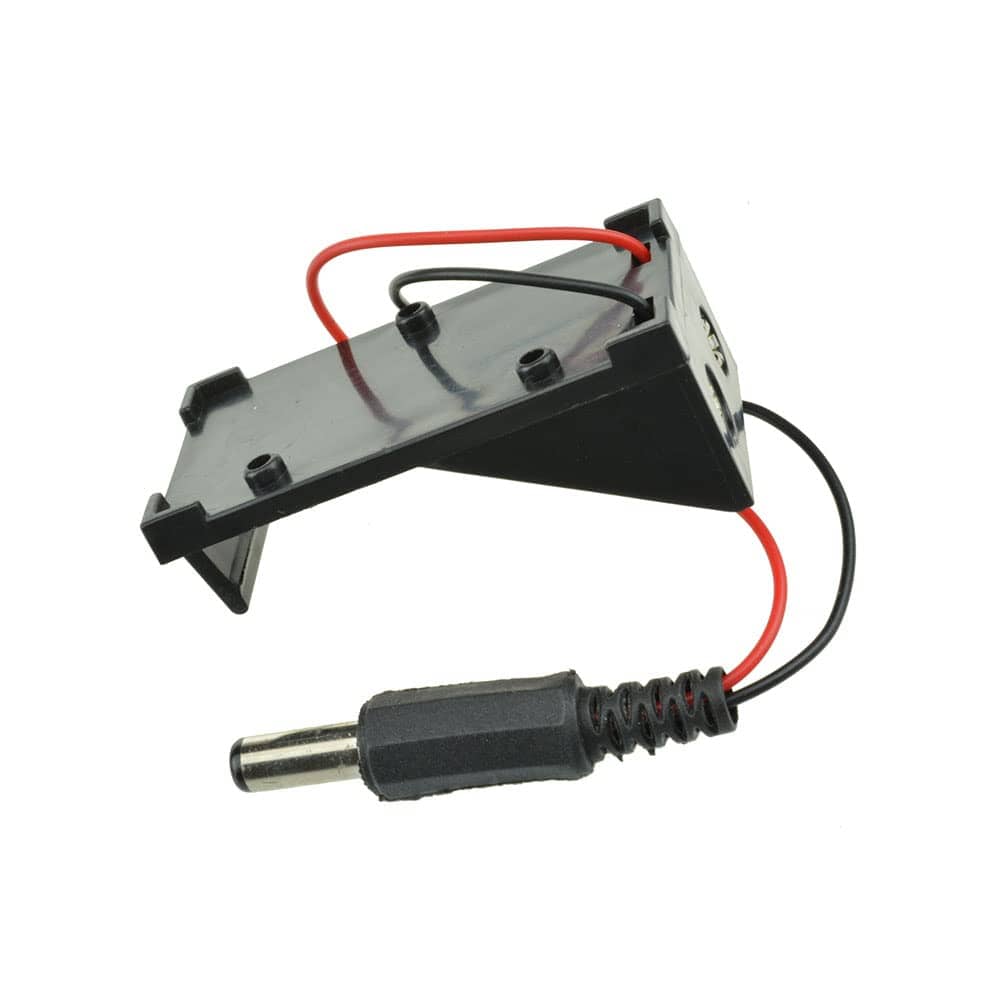 Portapilas para 1 pila 6LR61 9V Arduino DC 5.5x2.1 mm  Negro