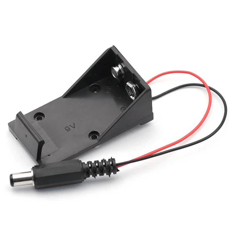Portapilas para 1 pila 6LR61 9V Arduino DC 5.5x2.1 mm  Negro