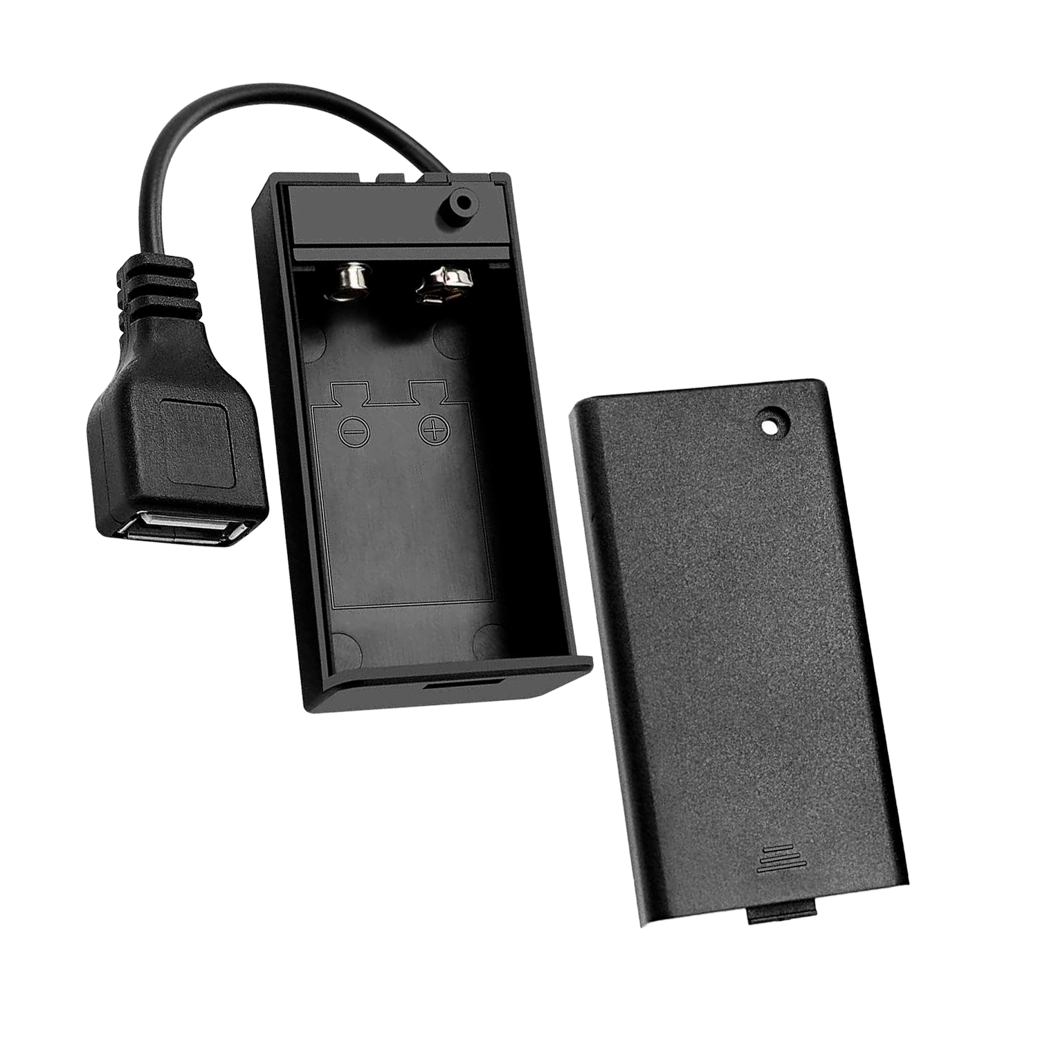 Portapilas Para 1 Pila 6LR61 9V Arduino USB Hembra  Negro