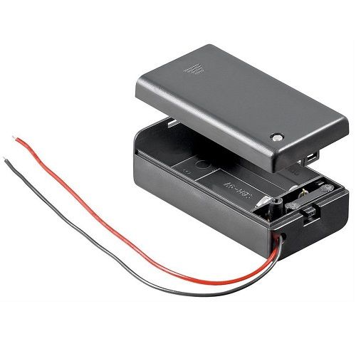 Portapilas para 1 pila 6LR61 9V con tapa  Negro