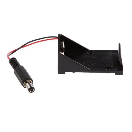 Portapilas para 1 pila 6LR61 9V Arduino DC 5.5x2.1 mm  Negro