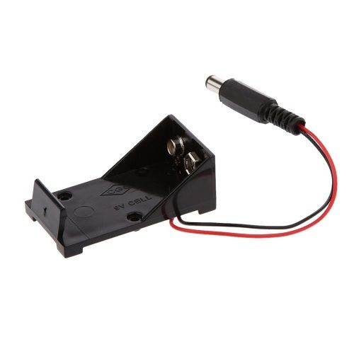 Portapilas para 1 pila 6LR61 9V Arduino DC 5.5x2.1 mm Negro