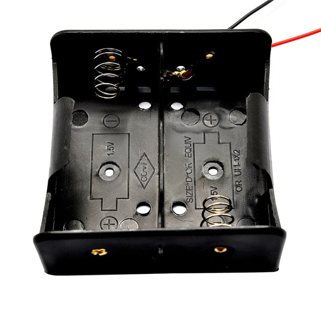 Portapilas para 2 pilas D LR20 R20  Negro