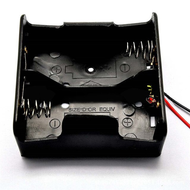 Portapilas para 2 pilas D LR20 R20  Negro