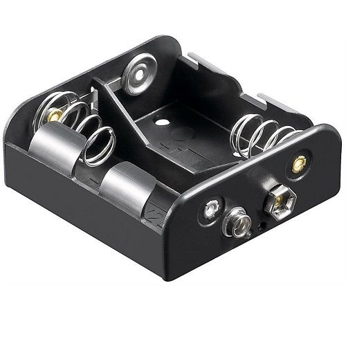 Portapilas para 2 pilas FR14-HR14-LR14  Negro
