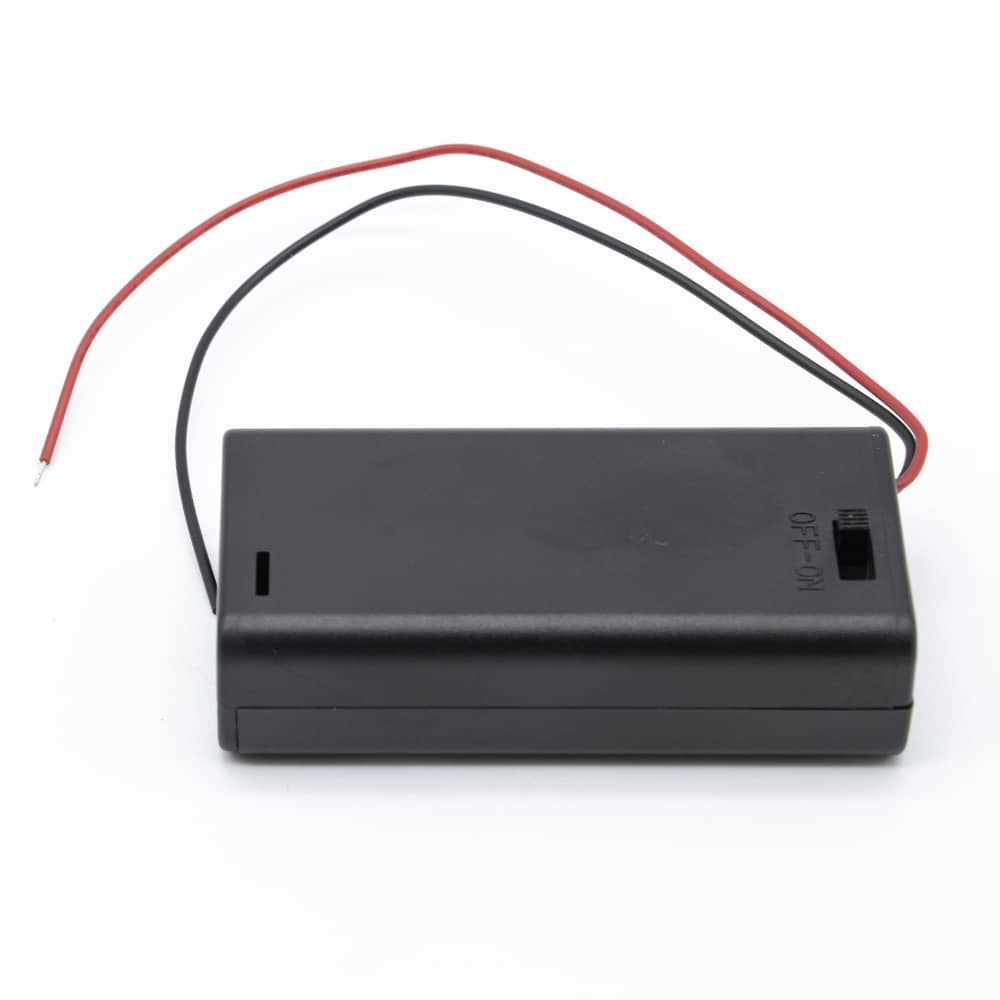 Portapilas para 2 pilas LR6 AA con interruptor  Negro