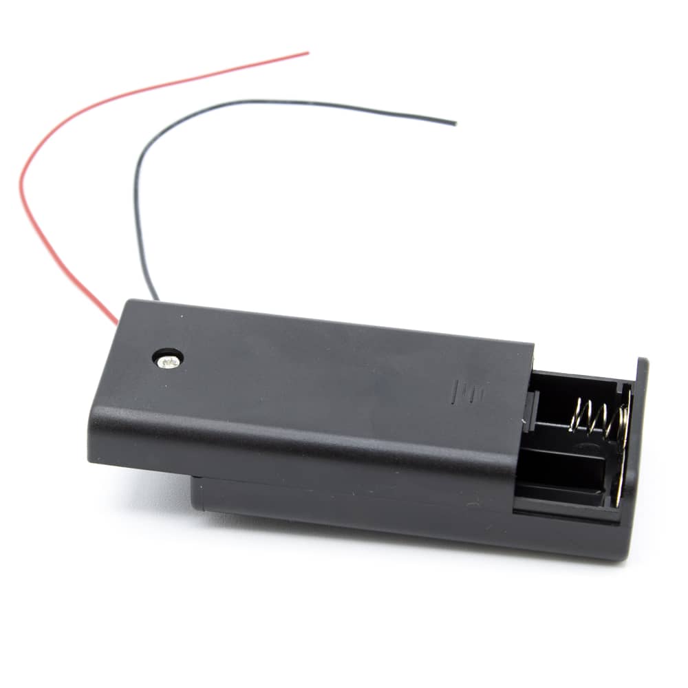 Portapilas para 2 pilas LR6 AA con interruptor  Negro