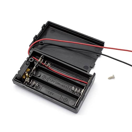 Portapilas para 3 pilas LR6 AA con interruptor  Negro