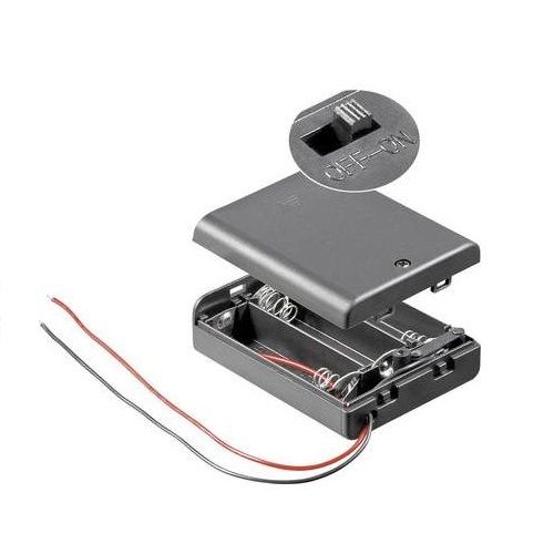 Portapilas para 3 pilas LR6 AA con interruptor  Negro