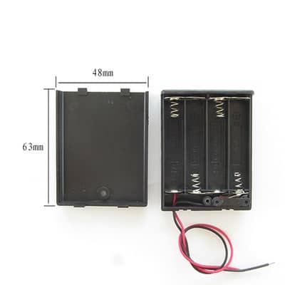 Portapilas para 4 pilas LR3 AAA con interruptor  Negro