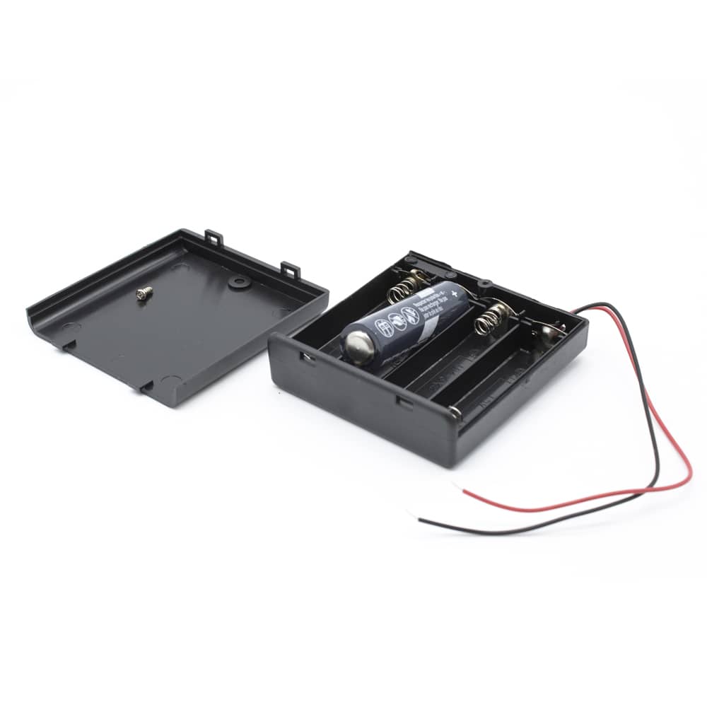 Portapilas para 4 pilas LR6 AA con interruptor  Negro