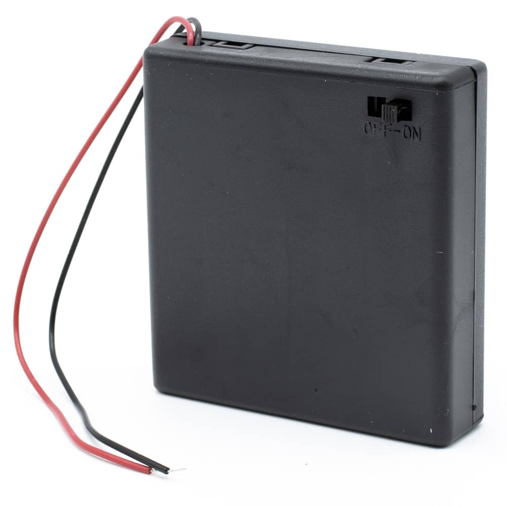 Portapilas para 4 pilas LR6 AA con interruptor  Negro