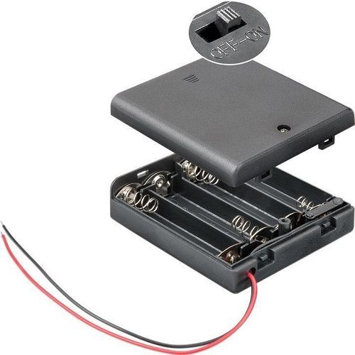Portapilas para 4 pilas LR6 AA con interruptor  Negro