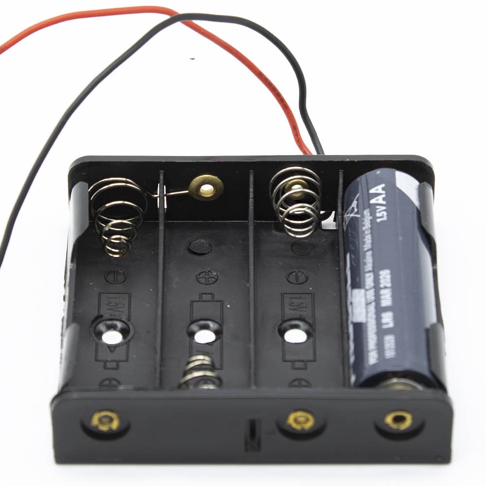 Portapilas para 4 pilas LR6 AA plano  Negro