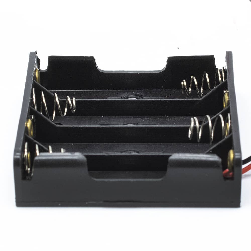 Portapilas para 4 pilas LR6 AA plano  Negro