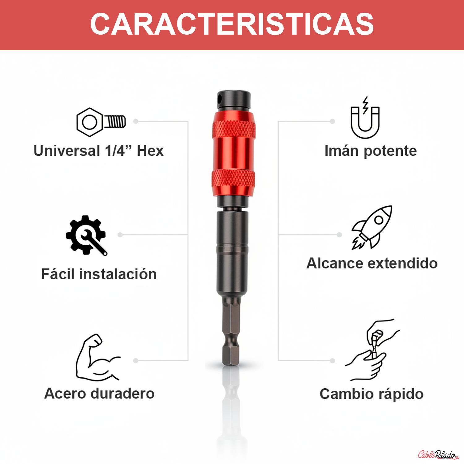 Portapuntas Magnético Hexagonal Flexible  Negro