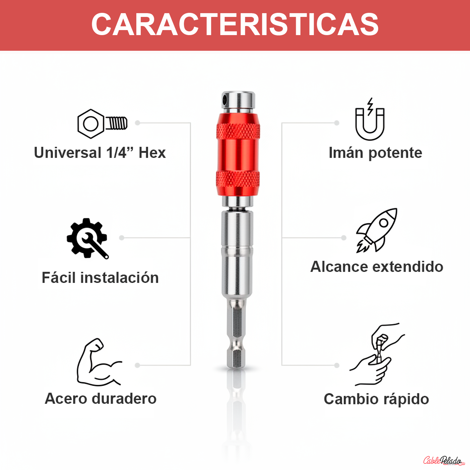 Portapuntas Magnético Hexagonal Flexible  Plateado