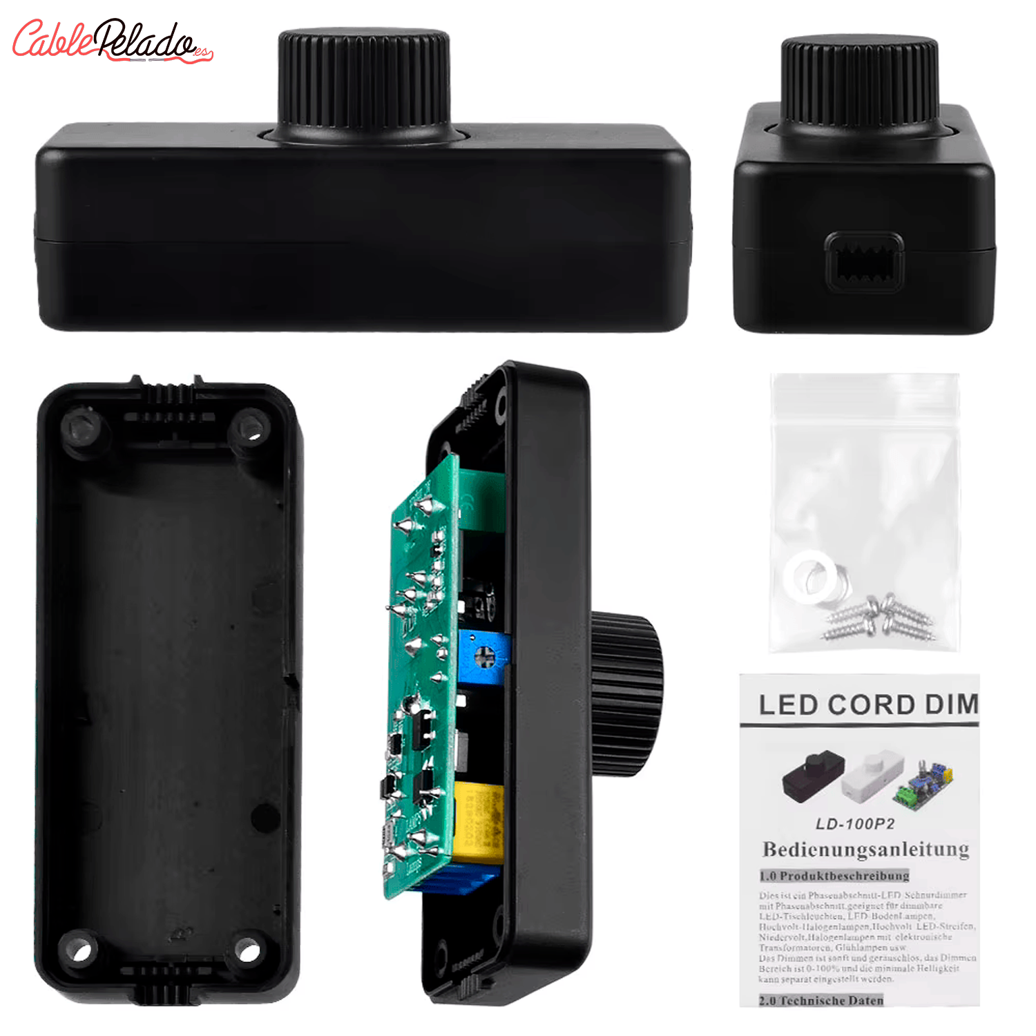 Potenciometro Regulador De Luz Negro DC 12V-24V  Negro