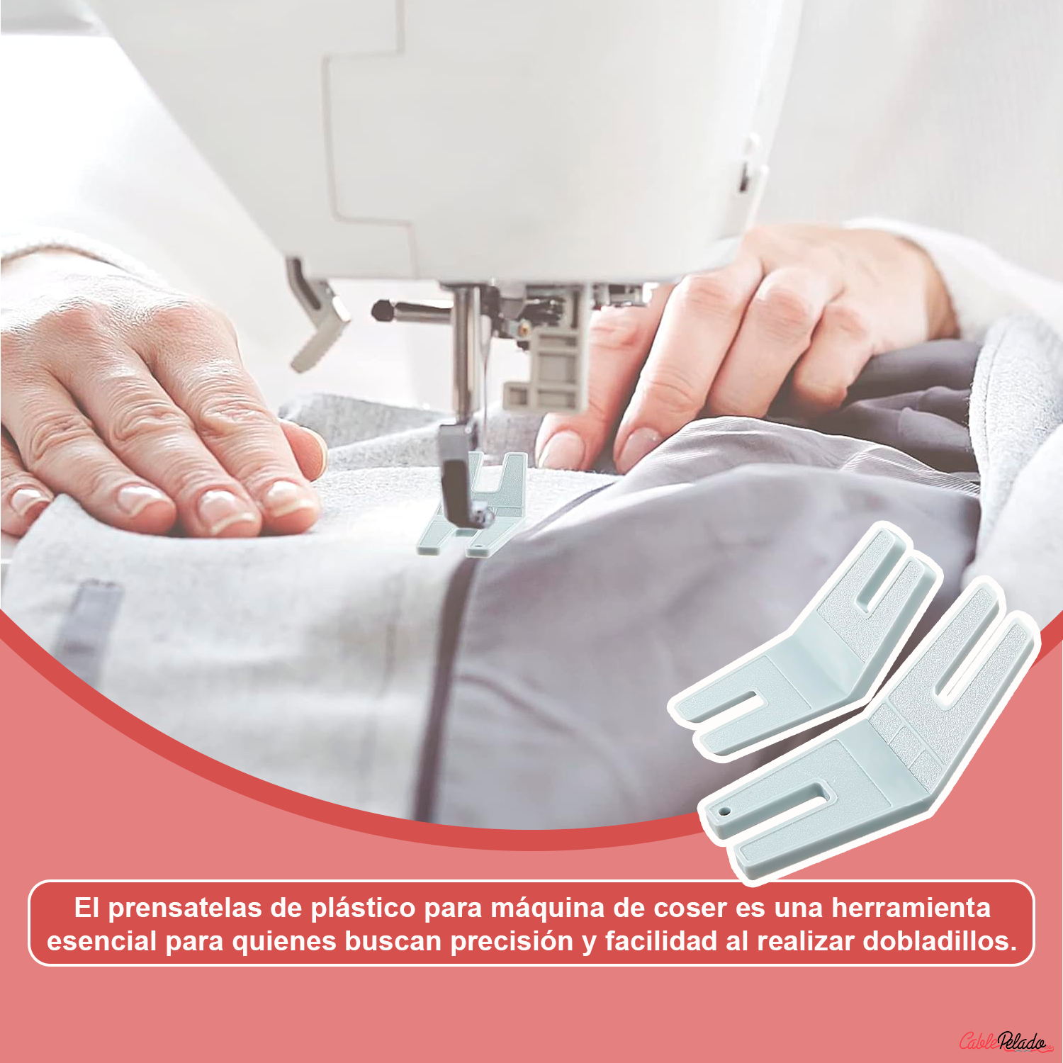 Prensatelas De Plástico Para Máquina De Coser Dobladillo (Pack 2 Unidades)