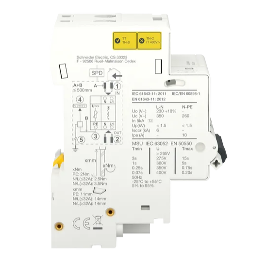 Protector combinado sobretensiones permanentes 1P+N  Blanco 25 A