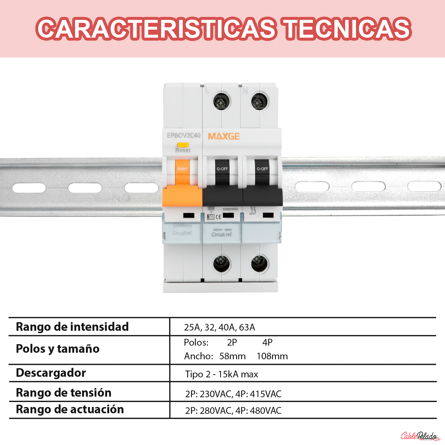 Protector combinado sobretensiones permanentes transitorias  Blanco 40 A