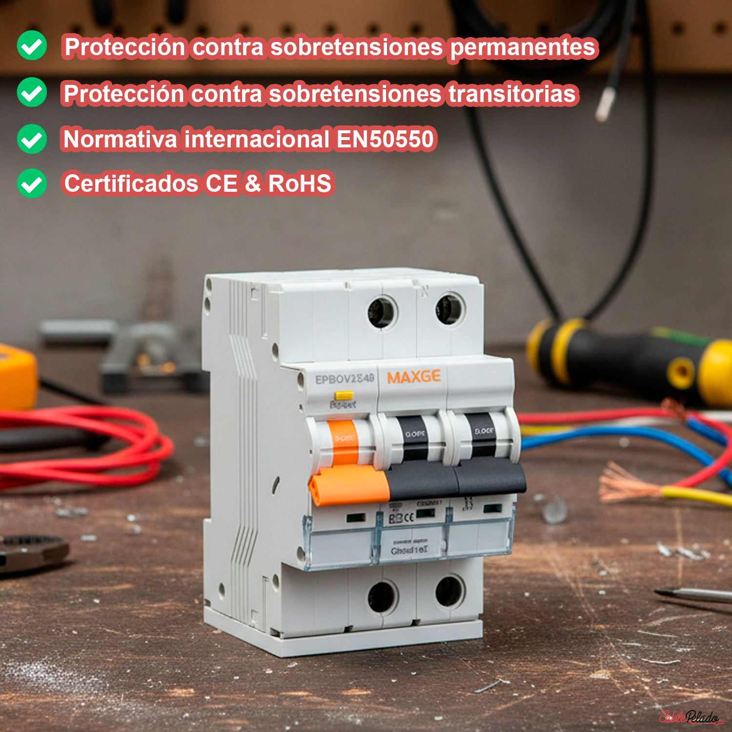 Protector combinado sobretensiones permanentes transitorias  Blanco 40 A