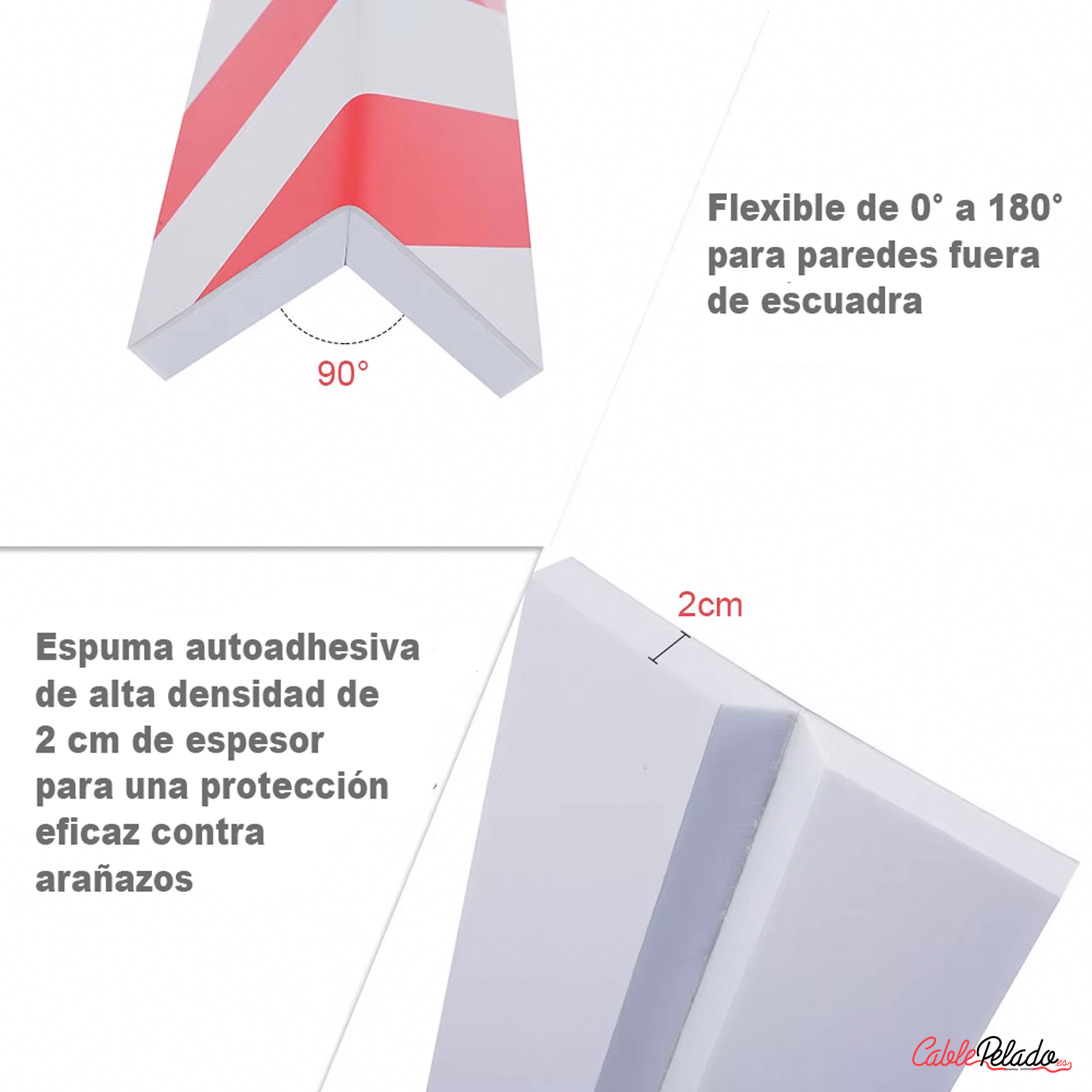 Protector De Espuma Adhesivo Para Garaje 40x15 Cm Rojo-blanco  Rojo-Blanco