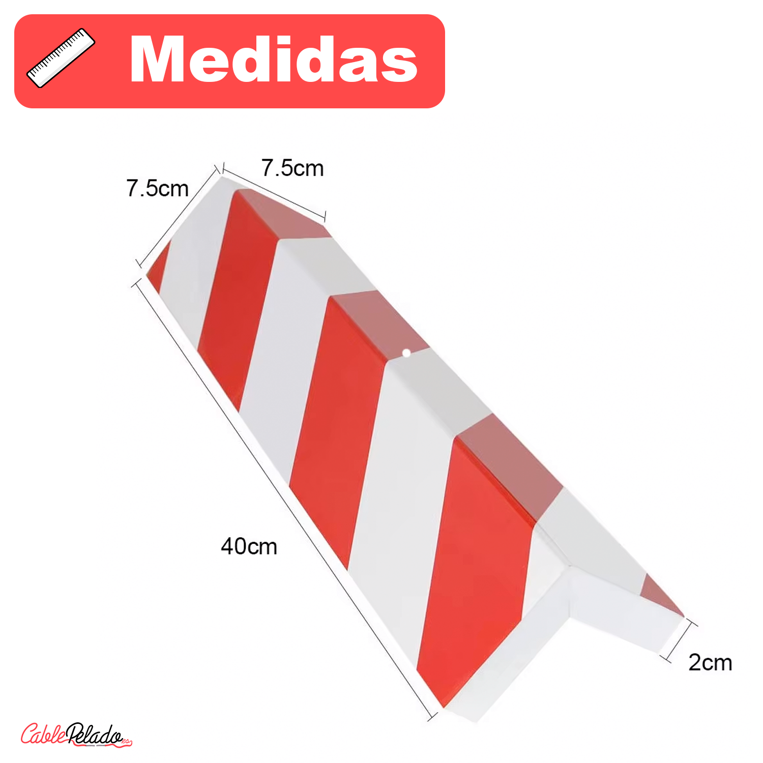 Protector De Espuma Adhesivo Para Garaje 40x15 Cm Rojo-blanco  Rojo-Blanco