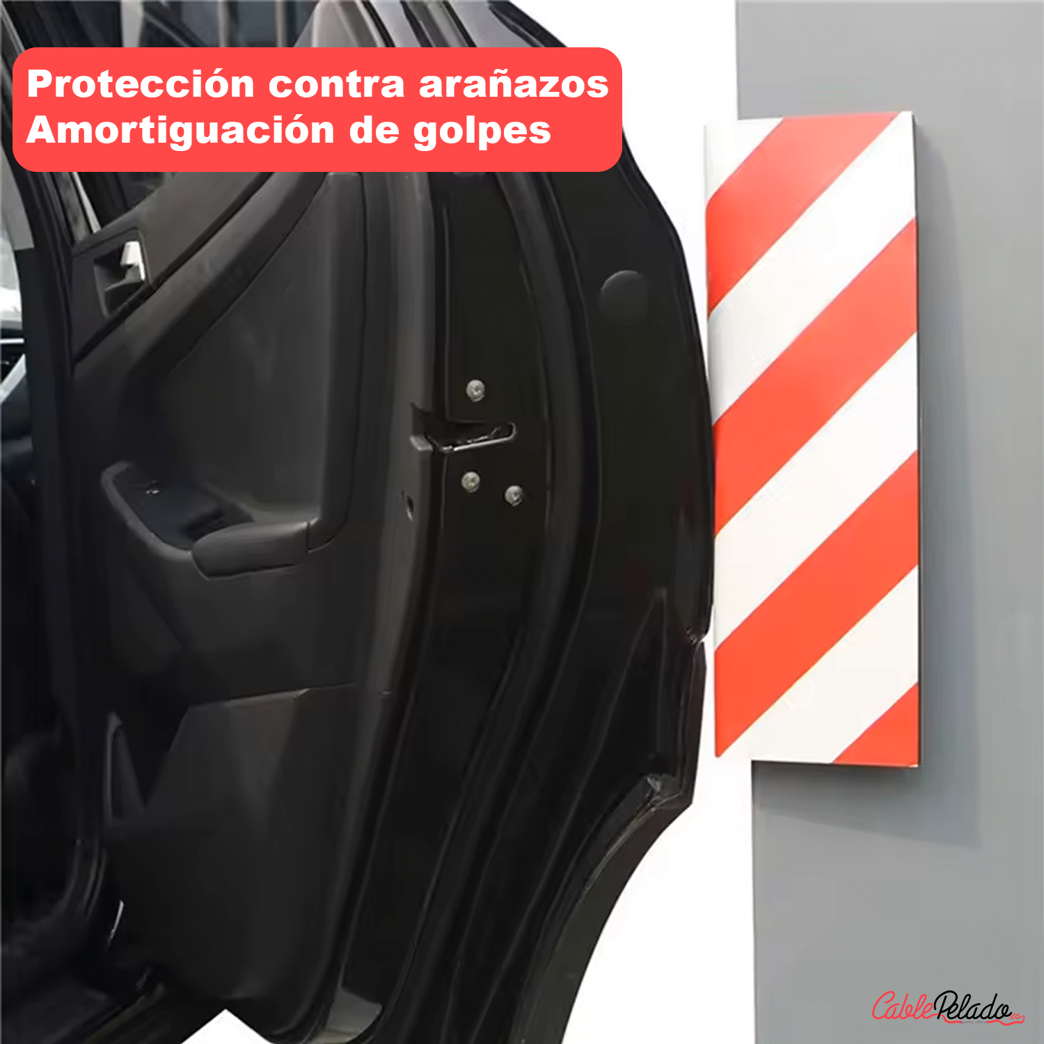 Protector De Espuma Adhesivo Para Garaje 40x15 Cm Rojo-blanco  Rojo-Blanco