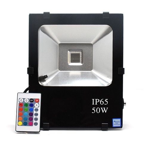 Foco Proyector led con mando RGB  Negro  50W