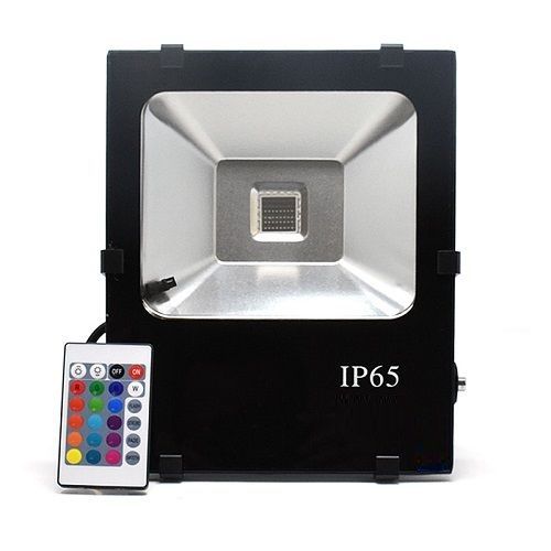 Foco Proyector led con mando RGB  Negro  30W