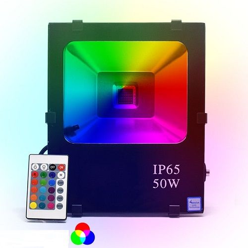 Foco Proyector led con mando RGB  Negro  30W