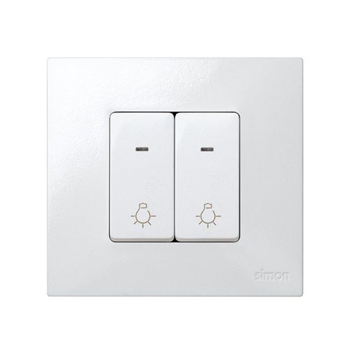 Pulsador luz estrecho con luminoso Simon 27 Play  Blanco