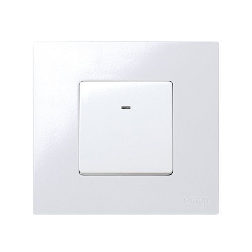 Pulsador neutro ancho con luminoso Simon 27 Play  Blanco