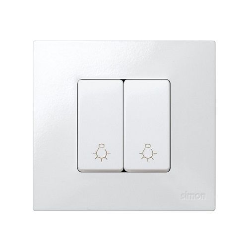 Pulsador simbolo luz estrecho Simon 27 Play  Blanco