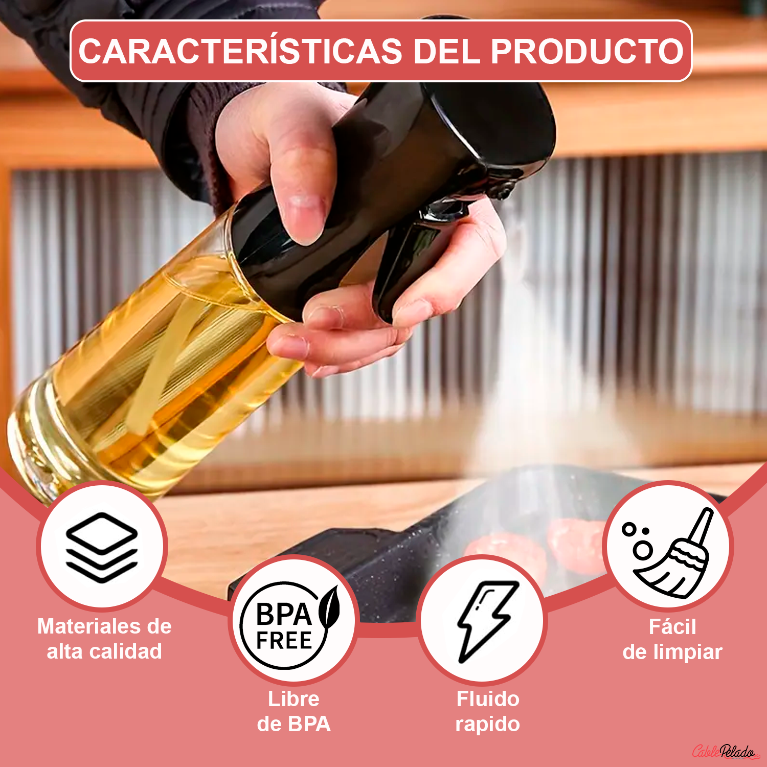 Pulverizador Aceite De Plástico 300 ml  Negro