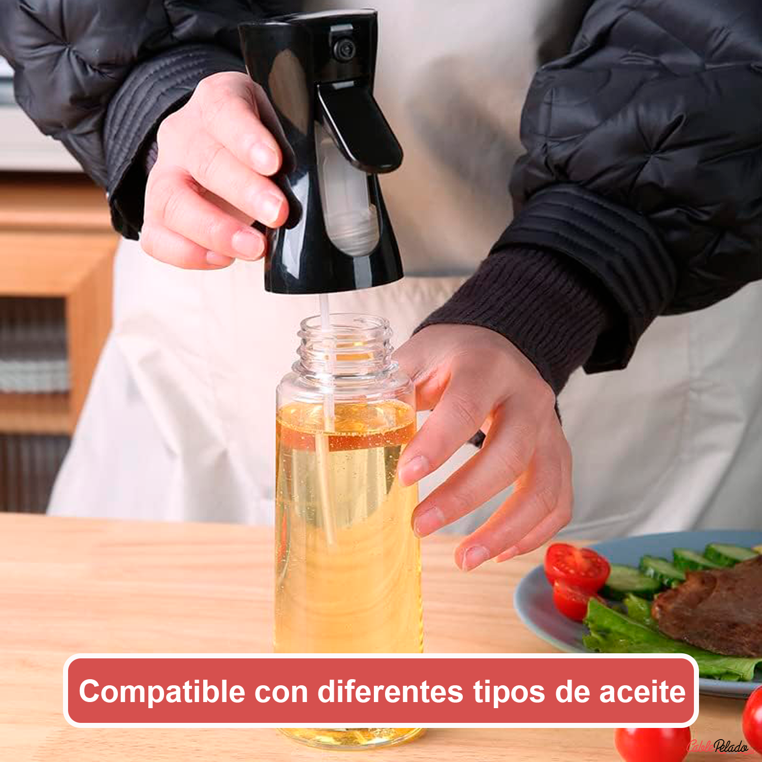 Pulverizador Aceite De Plástico 300 ml  Negro