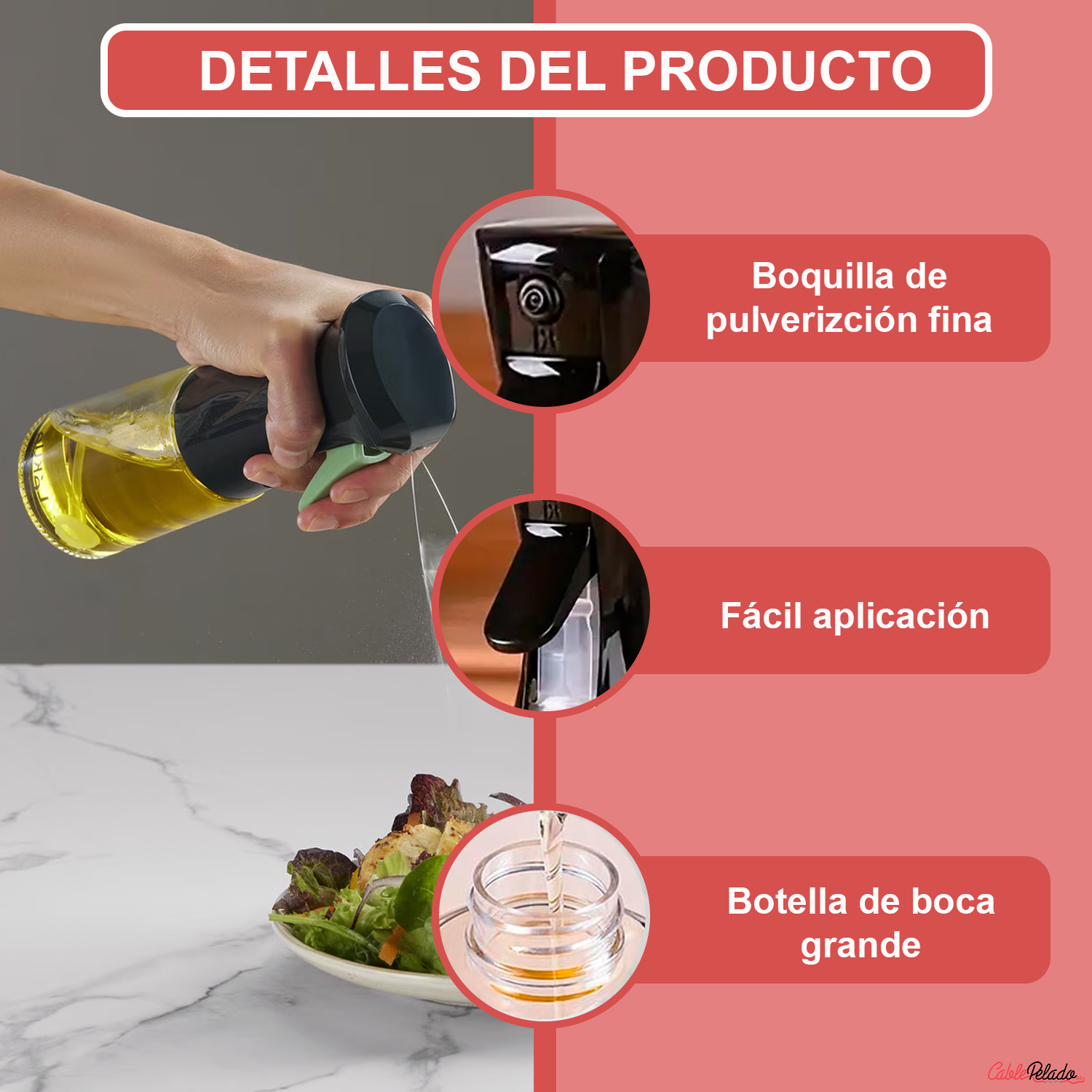 Pulverizador Aceite De Plástico 500 ml  Negro